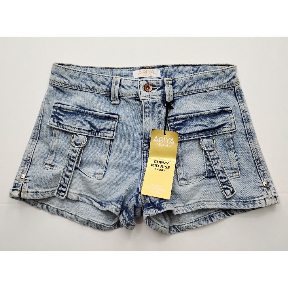 Ariya Jeans Curvy Mid Rise Short Acid Wash Cargo size Size 1/25